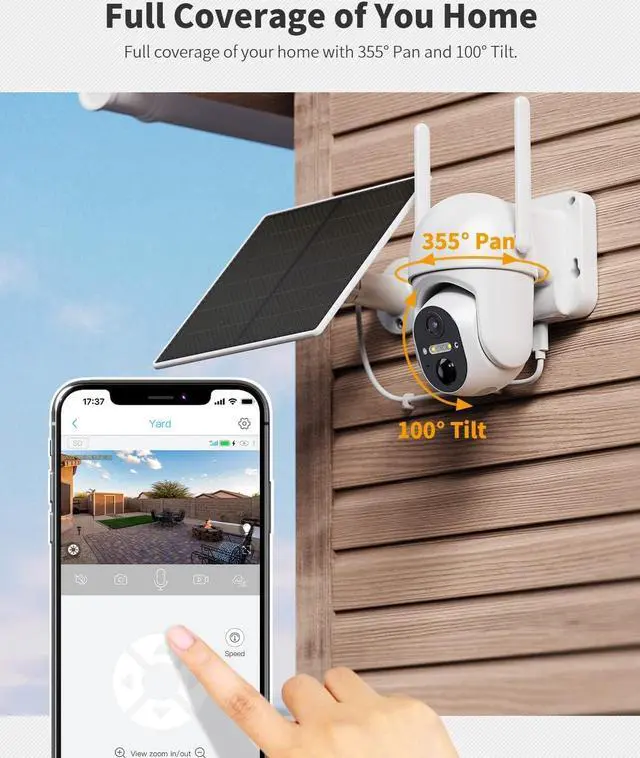 Alt view image 5 of 7 - Ebitcam 4G LTE Cellular Security Camera Includes Memory Card & SIM Card(Support Verizon/AT&T/T-Mobile), 2K Solar Outdoor Cam Wireless Without WiFi Needed, 360° Live View, Color Night Vision