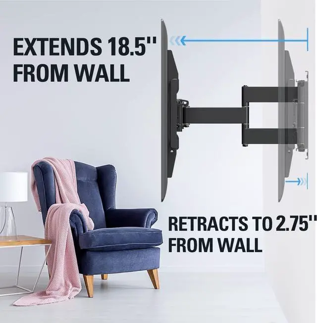 Alt view image 2 of 6 - TV Wall Mount TV Bracket for Most 42-90 Inch TV, UL Listed Full Motion TV Mount with Articulating Arms, Max VESA 800x400mm 132 lbs. Loading, Fits 16", 18", 24" Studs MD2298-XL