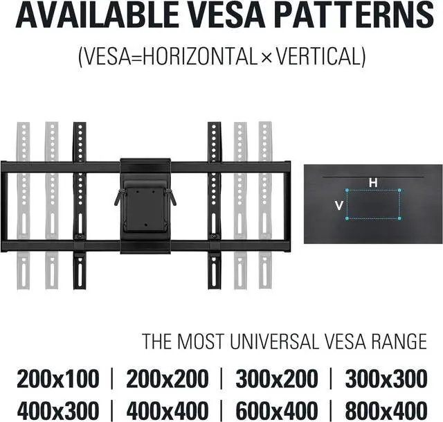 Alt view image 6 of 6 - TV Wall Mount TV Bracket for Most 42-90 Inch TV, UL Listed Full Motion TV Mount with Articulating Arms, Max VESA 800x400mm 132 lbs. Loading, Fits 16", 18", 24" Studs MD2298-XL