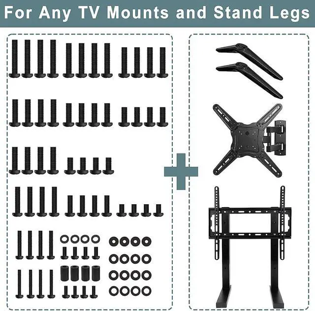 Alt view image 5 of 7 - Universal TV Mount Screws Kit for Samsung TCL Hisense LG Vizio Onn Sony Toshiba Insignia Westinghouse TV Mounting Hardware Kit wr Remote Holder, Includes M4 M5 M6 M8 Screws, for All TVs Up to 80"