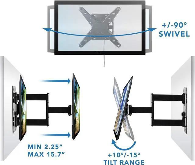 Alt view image 4 of 7 - Mount-It! Lockable RV TV Wall Mount for 42 50 55 Inch Televisions, Locking Detachable Full Motion Bracket for Travel Trailers, RVs, Campers, Motorhomes and Marine Boats, VESA 200 400, 77 Lbs Capacity