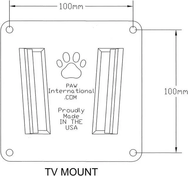 Alt view image 2 of 2 - PAW International Single Black Polymer RV TV Bracket | 100 x 100mm VESA | Use with The PAW Polymer RV TV Mounting System