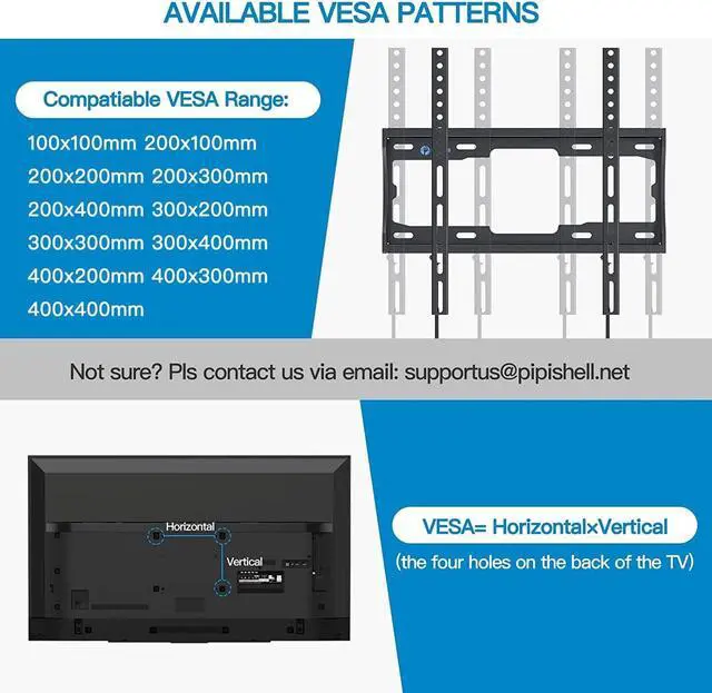 Alt view image 5 of 7 - Pipishell Fixed TV Wall Mount Bracket Low Profile for 26-55 Inch LED, LCD, OLED, 4K Flat Curved Screen TVs, Ultra Slim Mounting Bracket, Max VESA 400x400mm up to 99 lbs, Fits 16" Wood Studs