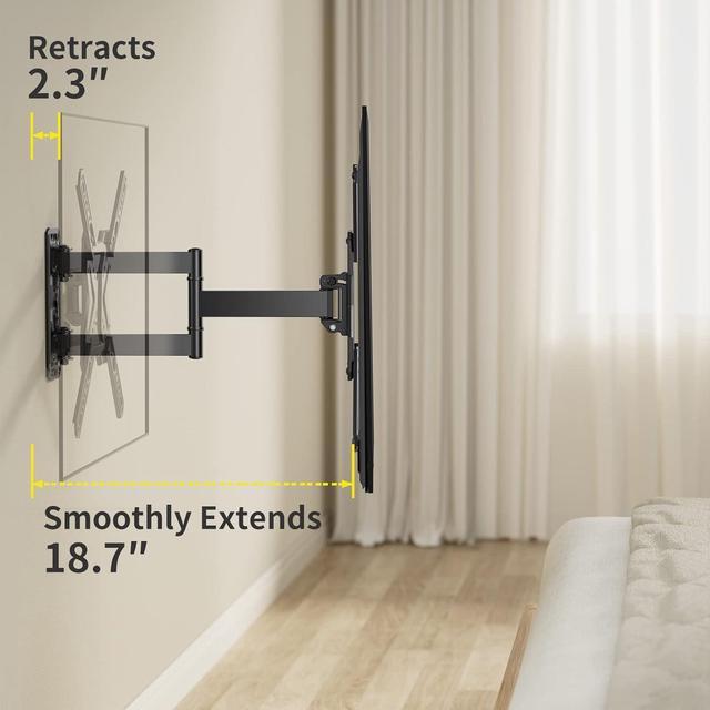 Alt view image 4 of 7 - TV Wall Mount for Most 26-60 inch Flat/Curved TVs up to 77lbs, Full Motion Wall Mount TV Braket with Articulating arm Swivel Tilt Extension, Single Stud Corner TV Monitor Mount Max VESA 400x400mm