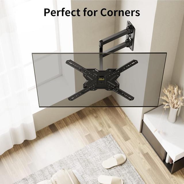 Alt view image 7 of 7 - TV Wall Mount for Most 26-60 inch Flat/Curved TVs up to 77lbs, Full Motion Wall Mount TV Braket with Articulating arm Swivel Tilt Extension, Single Stud Corner TV Monitor Mount Max VESA 400x400mm
