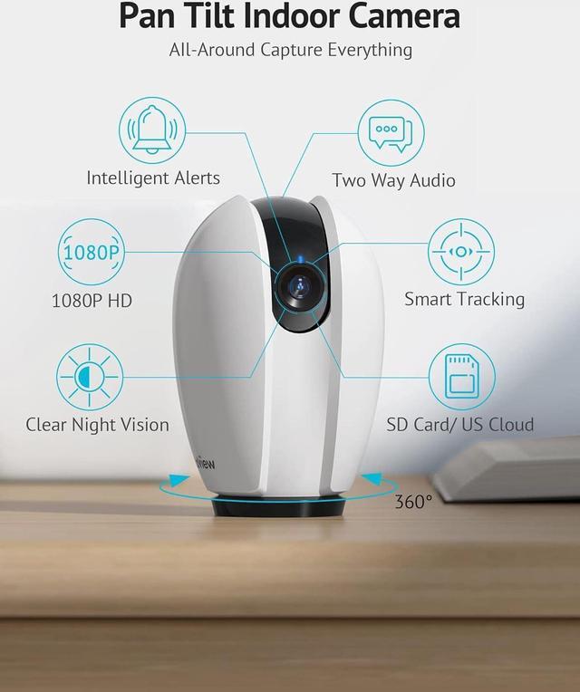 Alt view image 2 of 7 - LaView Pan/Tilt Security Camera for Baby Monitor with Phone App (2 Pack+2 32GB SD Cards), 1080P WiFi Pet Camera Indoor, 360° Home Security Camera with Motion & Sound Detection, Two-Way Audio