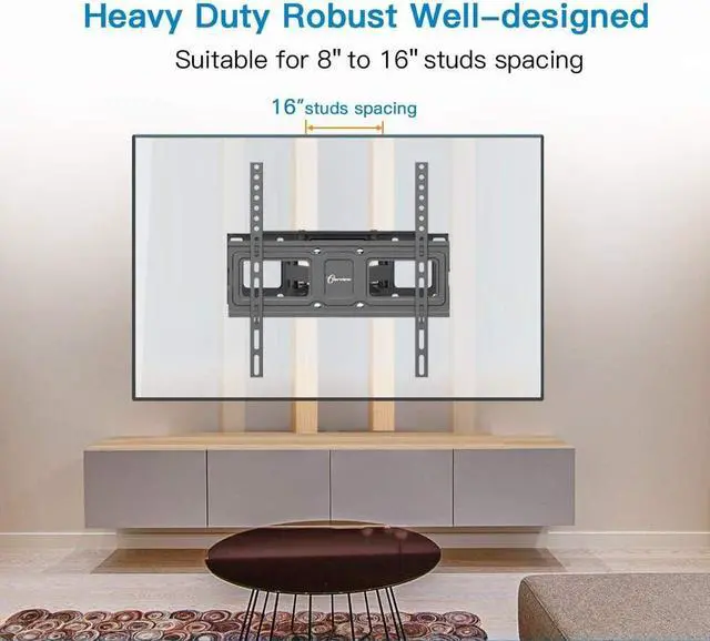 Alt view image 5 of 6 - Dual Articulating Arms TV Wall Mount Bracket fits to Most 26-65 inch LED,LCD,OLED Flat Panel TVs, Tilt Full Motion Swivel 14.1" Extension, Max VESA 400X400mm,80lbs,Fits 12/16" Wood Stud