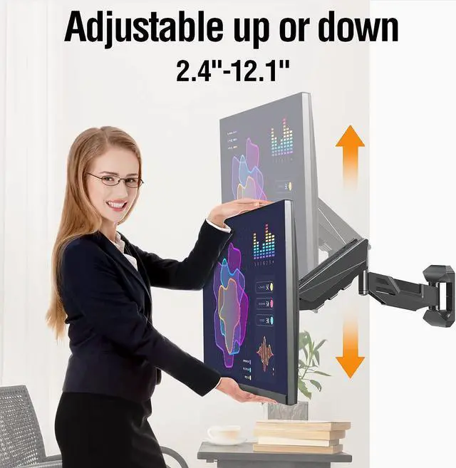 Alt view image 2 of 7 - Height Adjustable TV Wall Mount for Most 23-55 Inch TVs, Spring Arm Full Motion Swivel Tilt Articulating TV Mount Bracket, Max VESA 400x400mm, Support 11-44 lbs, YD1010