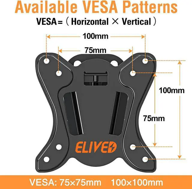 Alt view image 5 of 7 - ELIVED TV Wall Mount Small Monitor Mount Bracket with Adjustable Tilt Swivel for Most 13-30 Inch LED LCD OLED TVs, Single Stud Perfect Center Design, VESA Size Up to 100x100mm and Holds up to 33 lbs
