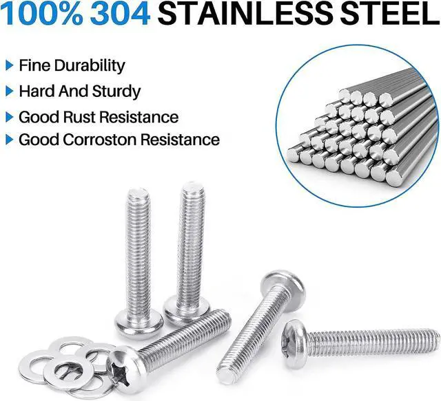 Alt view image 5 of 5 - Rust-Free M8 Screws for Samsung TV - 5 Set of Stainless Steel M8 x 45mm TV Mounting Bolts with Washers and 10mm/15mm Spacers, Replacement Wall Mount Screws, Fit 49  88 inches Samsung TVs