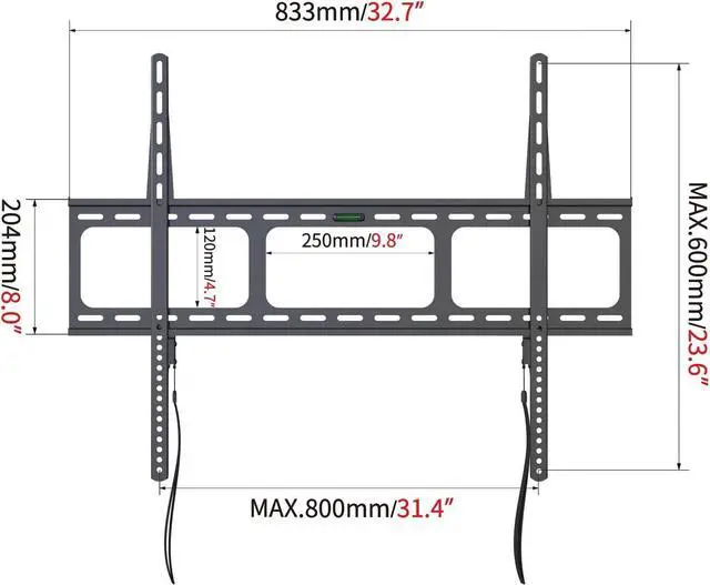 Alt view image 2 of 7 - Gibbon Mounts Fixed TV Wall Mounts- Low Profile TV Bracket Mounts for Most 42-100" LED/LCD Flat Screen TVs, 0.63''Ultra Slim, Max.VESA 800X600, Up to 220lbs Capacity