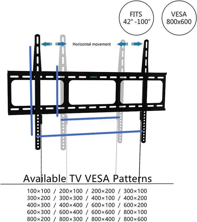 Alt view image 5 of 7 - Gibbon Mounts Fixed TV Wall Mounts- Low Profile TV Bracket Mounts for Most 42-100" LED/LCD Flat Screen TVs, 0.63''Ultra Slim, Max.VESA 800X600, Up to 220lbs Capacity