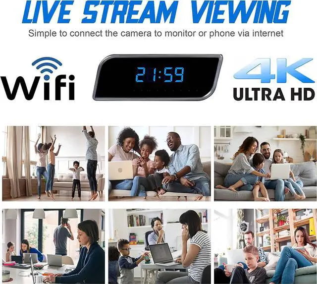 Alt view image 7 of 7 - Hidden Camera Clock - Full HD 1085 Hidden Camera, WiFi Alarm Clock with Camera, Upgraded Nanny Cam Hidden Camera with Video Clear Night Vision Motion Detection, WiFi Nanny Cam for Home Indoor Security