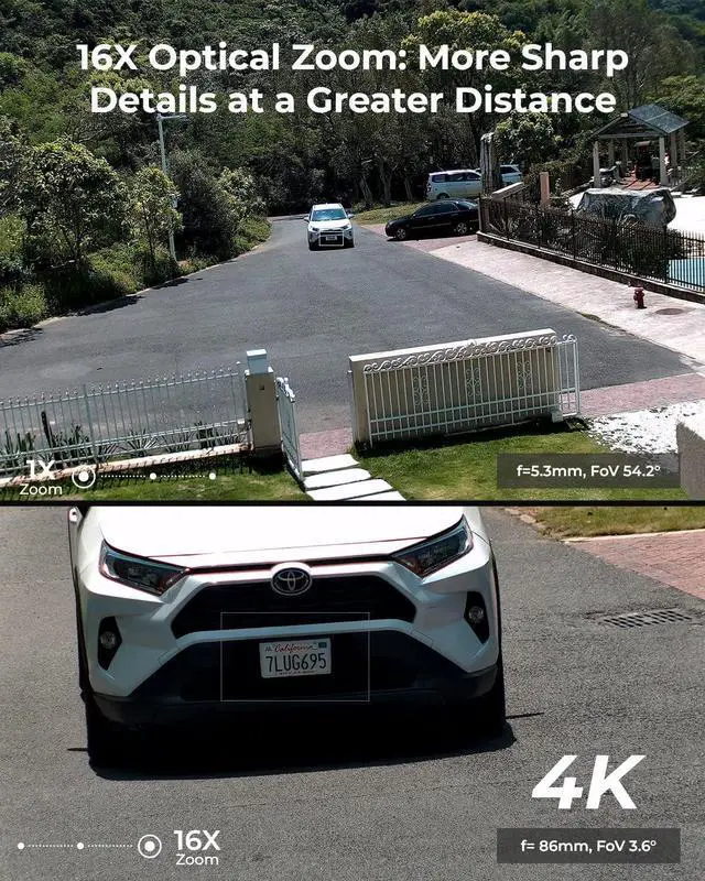 Alt view image 2 of 7 - REOLINK 4K PTZ Security Camera System, 360 Degree View PoE Camera with 16X Optical Zoom for Outdoor Surveillance, Auto Tracks Human/Vehicle/Pet, Two-Way Talk, 260ft IR Night Vision, RLC-823A 16X