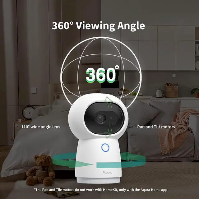 Alt view image 4 of 6 - Aqara 2K Security Indoor Camera Hub G3, AI Facial and Gesture Recognition, Infrared Remote Control, 360° Viewing Angle via Pan and Tilt, Works with Alexa, HomeKit Secure Video, Google Assistant, IFTTT