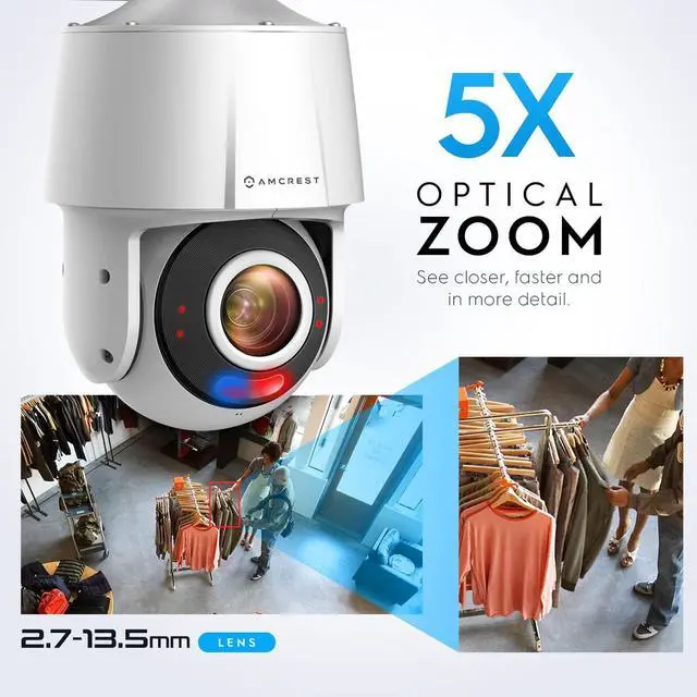 Alt view image 5 of 9 - amcrest 4mp outdoor ptz poe ai ip camera pan tilt zoom security speed dome, human detection, 98ft night vision, tripwire & intrusion, poe (802.3at) ip4m-s2112ew-ai