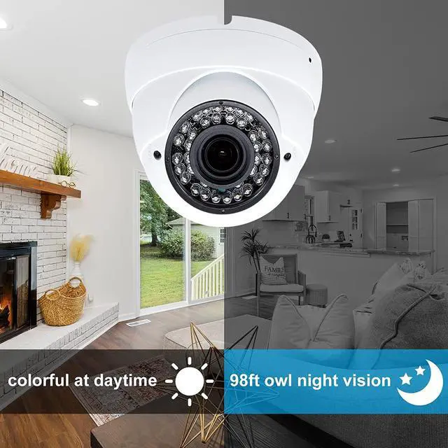 Alt view image 3 of 6 - Anpviz Analog CCTV Camera 1080P HD 4-in-1(TVI/AHD/CVI/960H CVBS), 4X Manual Focus/Zoom Analog Camera 2.8-12mm Varifocal Lens, 36 IR-LEDs Dome Turret Security Camera for Indoor and Outdoor