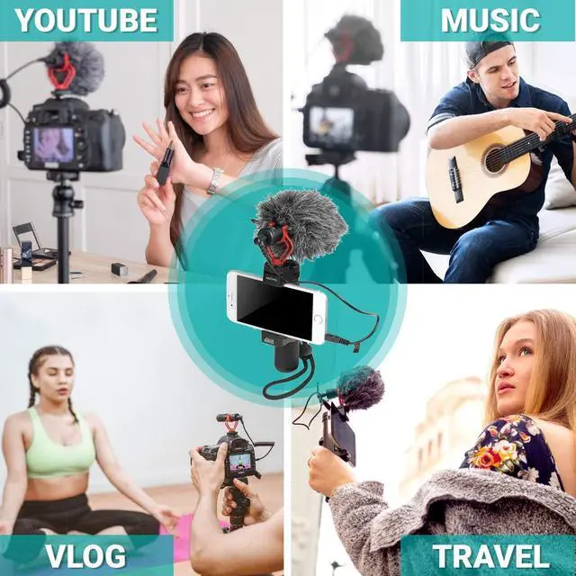 Alt view image 7 of 7 - Movo Smartphone Video Rig with Shotgun Microphone, Grip Handle, Wrist Strap, and Lightning Dongle Compatible with iPhone 11, 11 Pro, XS, XR, X, 8, 7, 6S, 6, 5S, 5 and Android - for Vlogging, YouTube