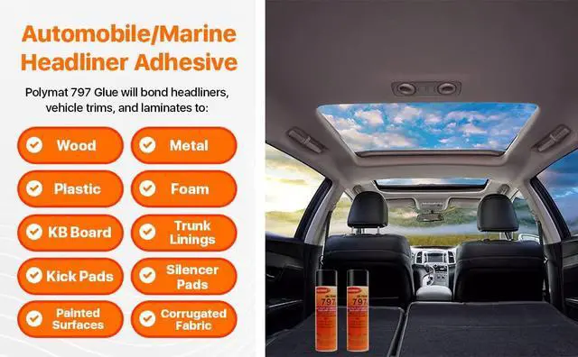 Alt view image 5 of 7 - QTY6 797 Hi Temp Spray Adhesive Can high Temperature Headliner Glue