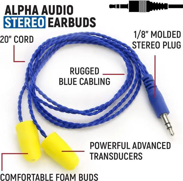 Alt view image 3 of 3 - Rugged Radios Alpha Audio Stereo Foam Earbud Speakers for Racing Radios Communiocations Electronics - Connects to 3.5mm Ear Bud Jack