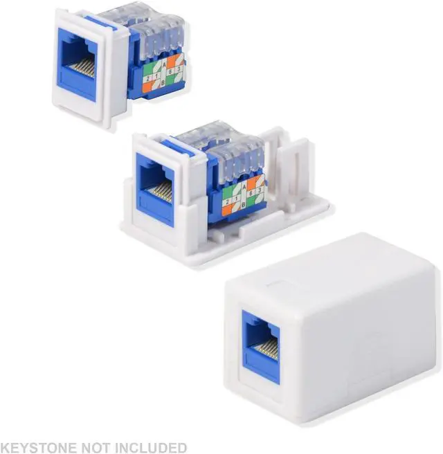 Alt view image 3 of 3 - Surface Mount Box 1 Port Single Hole Keystone Jack Cat5e/Cat6 White 10 Pack