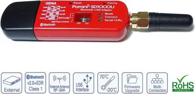 Alt view image 2 of 5 - Sena SD1000U Long Range Bluetooth-USB Adapter for Serial Port Replacement