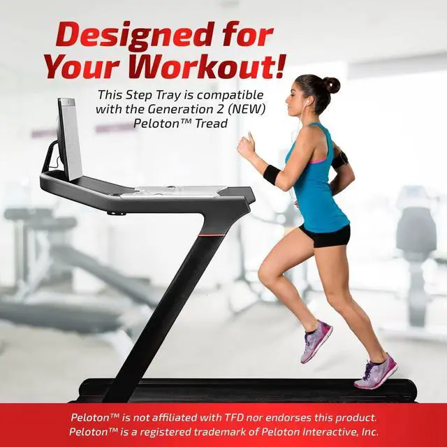 Alt view image 5 of 7 - TFD The Tread Tray 2.0 | Compatible with Peloton Tread (Does NOT FIT Tread Plus), Made in USA | Walking Desk Attachment Holder for Laptop, Tablet, Phone, & Book (Clear)