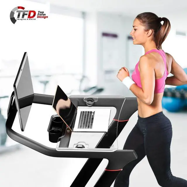 Alt view image 7 of 7 - TFD The Tread Tray 2.0 | Compatible with Peloton Tread (Does NOT FIT Tread Plus), Made in USA | Walking Desk Attachment Holder for Laptop, Tablet, Phone, & Book (Clear)