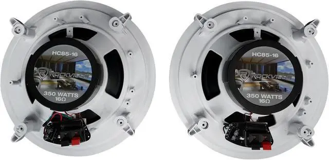 Alt view image 4 of 7 - Rockville Pair HC85-16 White 8" 700 Watt In-Ceiling Home Theater Speakers 16 Ohm, High-Fidelity Audio, Aimable Tweeter, Paintable Grills, for Home Theater and Multi-Room Audio