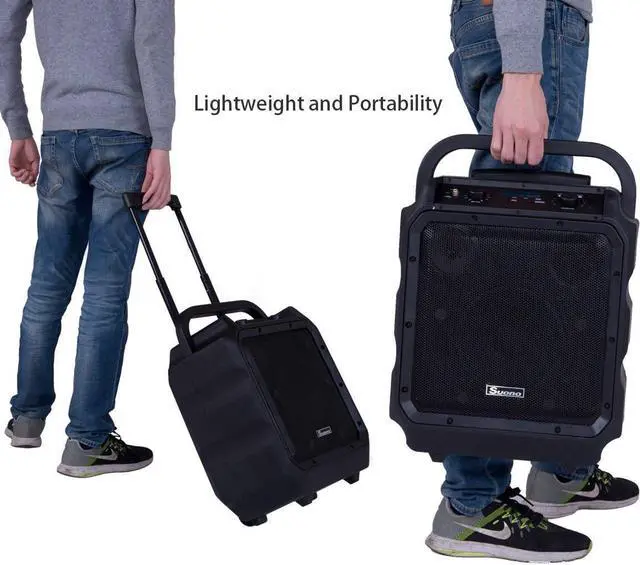 Alt view image 3 of 7 - 8 Powered Speaker, Portable Convenient Speaker with Rechargeable Battery, Wireless Bluetooth, Microphone