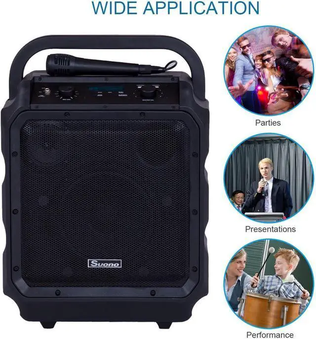 Alt view image 5 of 7 - 8 Powered Speaker, Portable Convenient Speaker with Rechargeable Battery, Wireless Bluetooth, Microphone