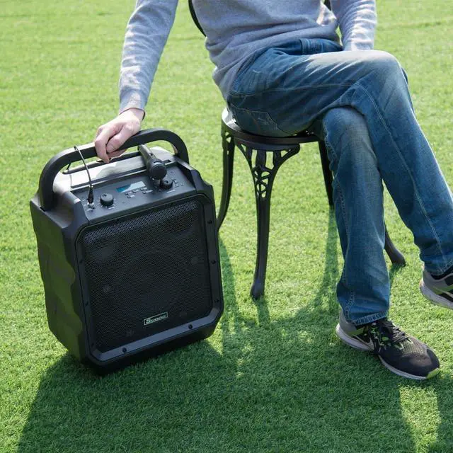 Alt view image 7 of 7 - 8 Powered Speaker, Portable Convenient Speaker with Rechargeable Battery, Wireless Bluetooth, Microphone