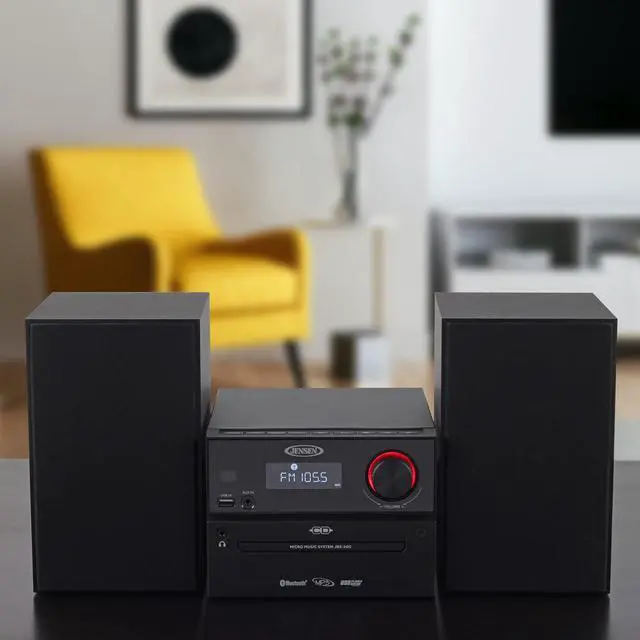 Alt view image 6 of 7 - Home Speaker JBS-500 Premium Bluetooth Wireless 30W Stereo Music System CD Player, MP3 USB, Audio in, Headphone Jack, FM Radio, (Matte Black)