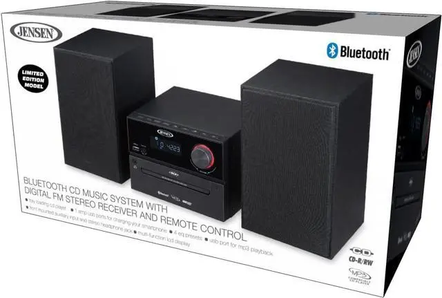Alt view image 7 of 7 - Home Speaker JBS-500 Premium Bluetooth Wireless 30W Stereo Music System CD Player, MP3 USB, Audio in, Headphone Jack, FM Radio, (Matte Black)