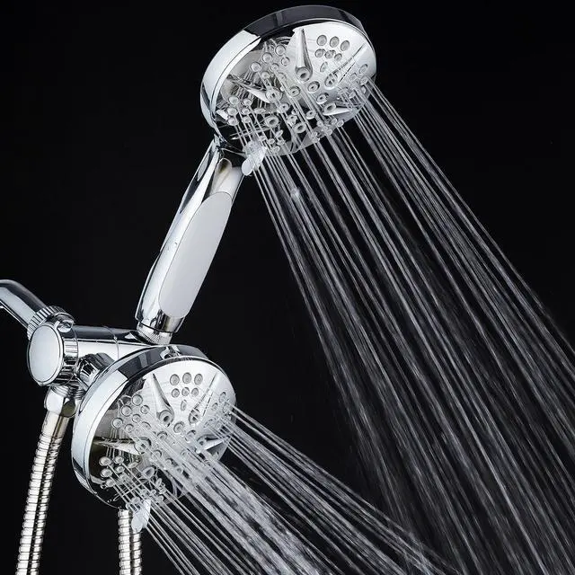 Alt view image 7 of 7 - Hotel Spa Notilus Surround-Shower(TM) High-Pressure 48-setting Luxury 3-way Shower Head/Handheld Combo - Anti-Slip Grip, Anti-Clog Jets, Heavy-Duty Stainless Steel Hose, All-Chrome Finish