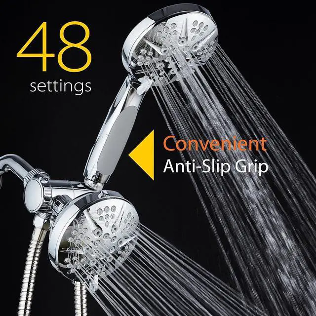 Alt view image 4 of 7 - Hotel Spa Notilus Surround-Shower(TM) High-Pressure 48-setting Luxury 3-way Shower Head/Handheld Combo - Anti-Slip Grip, Anti-Clog Jets, Heavy-Duty Stainless Steel Hose, All-Chrome Finish