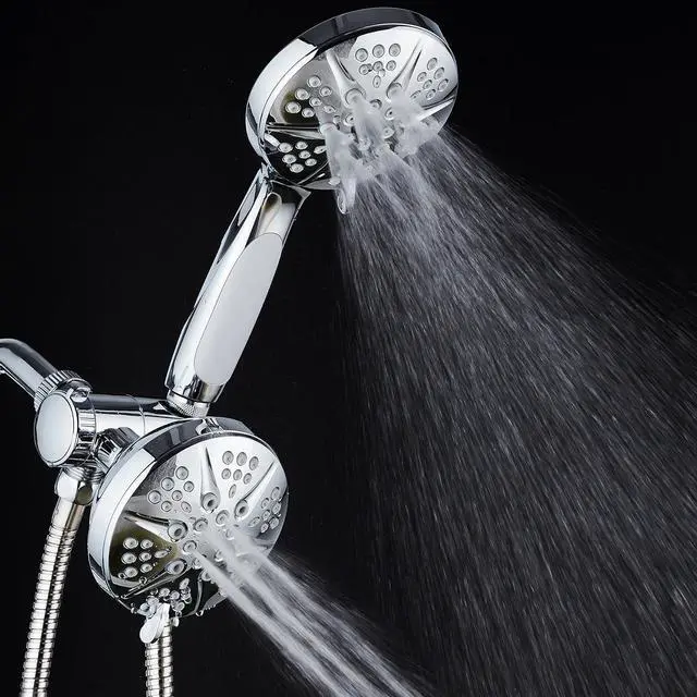 Alt view image 5 of 7 - Hotel Spa Notilus Surround-Shower(TM) High-Pressure 48-setting Luxury 3-way Shower Head/Handheld Combo - Anti-Slip Grip, Anti-Clog Jets, Heavy-Duty Stainless Steel Hose, All-Chrome Finish