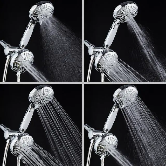 Alt view image 6 of 7 - Hotel Spa Notilus Surround-Shower(TM) High-Pressure 48-setting Luxury 3-way Shower Head/Handheld Combo - Anti-Slip Grip, Anti-Clog Jets, Heavy-Duty Stainless Steel Hose, All-Chrome Finish