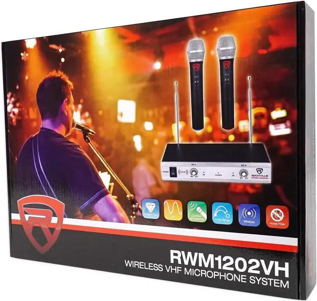 Alt view image 6 of 7 - Rockville RWM1202VH VHF Wireless Dual HandHeld Microphone System/Metal Receiver