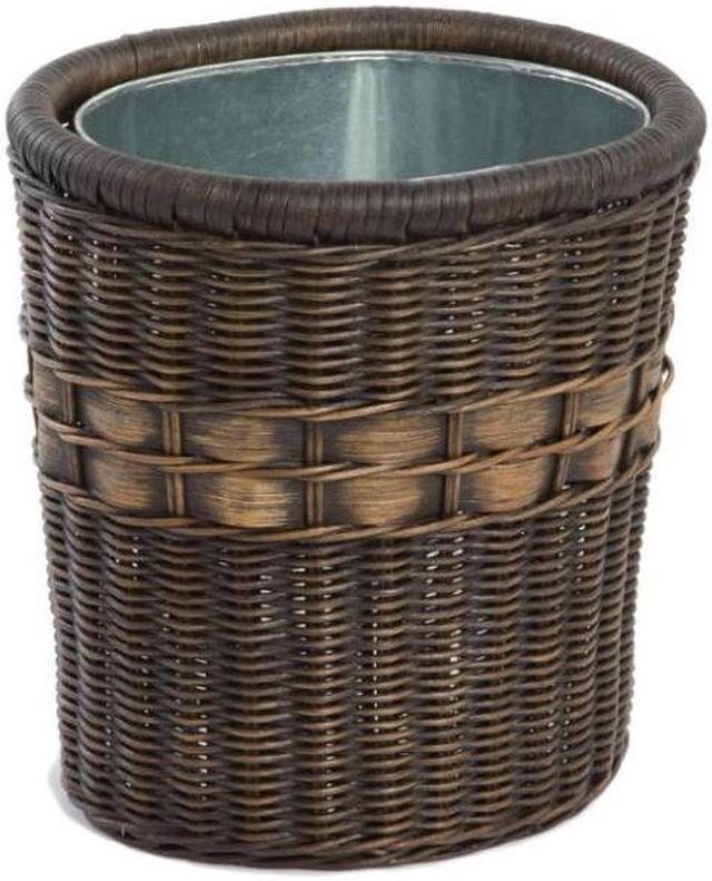 Wicker Kitchen Trash Basket with Metal Liner - Antique Walnut Brown