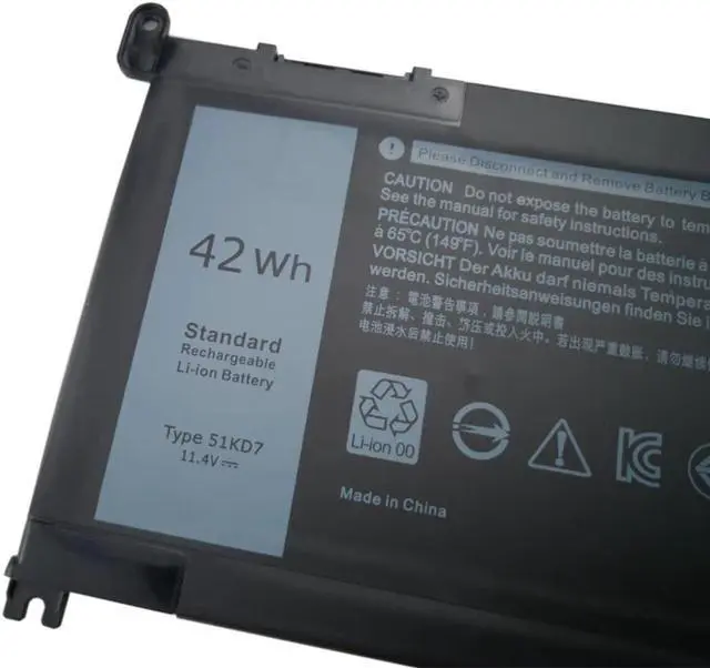 Alt view image 3 of 6 - 42Wh 51KD7 FY8XM Battery for Chromebook 11 3180 3181 3189 5190 2-in-1 Laptop New