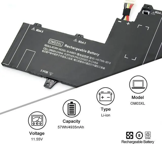 Alt view image 4 of 5 - OM03XL Battery for HP EliteBook X360 1030 G2 HSTNN-IB70 863167-1B1 863280-855