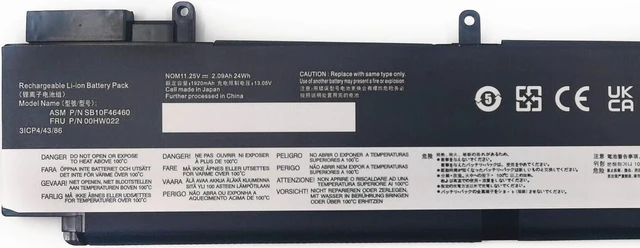 Alt view image 3 of 5 - 00HW023 00HW022 Battery for Lenovo ThankPad T460s T470s Series SB10F46461 24Wh