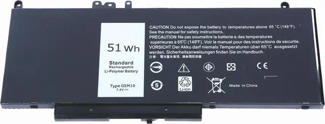 Alt view image 3 of 5 - 51Wh G5M10 Battery for Latitude 14 15 E5450 E5470 E5550 Series R9XM9 WYJC2 7V69Y