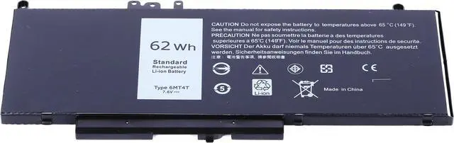 Alt view image 2 of 5 - 6MT4T Laptop Battery for Latitude E5470 E5570 Precision 3510 79VRK 62Wh