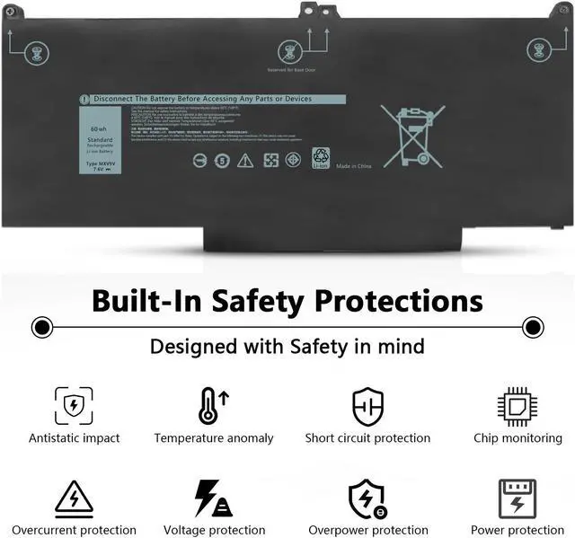 Alt view image 5 of 7 - Damaite MXV9V Battery for Latitude 5300 7300 7400 E5300 E7300 E7400 Series