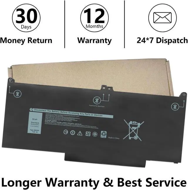 Alt view image 7 of 7 - Damaite MXV9V Battery for Latitude 5300 7300 7400 E5300 E7300 E7400 Series