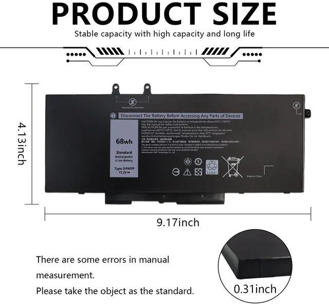 Alt view image 6 of 7 - 3HWPP Battery For Dell Latitude 14 5401 5410 5411 15 5501 5511 Precision 3541 Series 68Wh 4cell US