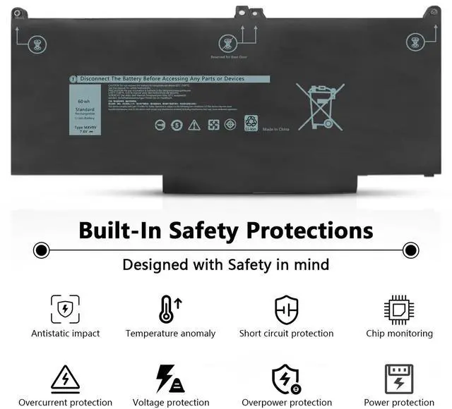 Alt view image 4 of 7 - Damaite MXV9V Battery For Dell Latitude 5300 5310 7300 7400 5VC2M N2K62 Type(60Wh 7.6V)