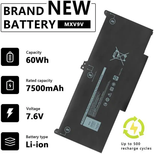 Alt view image 2 of 7 - Damaite MXV9V Battery For Dell Latitude 5300 5310 7300 7400 5VC2M N2K62 Type(60Wh 7.6V)